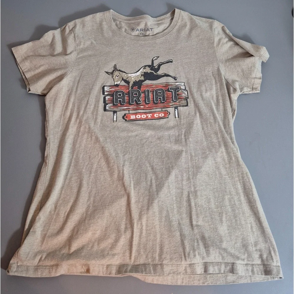 Ariat Lot of Two Womens T-Shirts XXL Light Brown, Brown Western - Picture 5 of 7